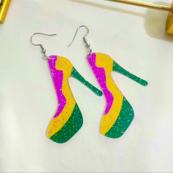Jewelry - Mardi Gras High Heel Earrings